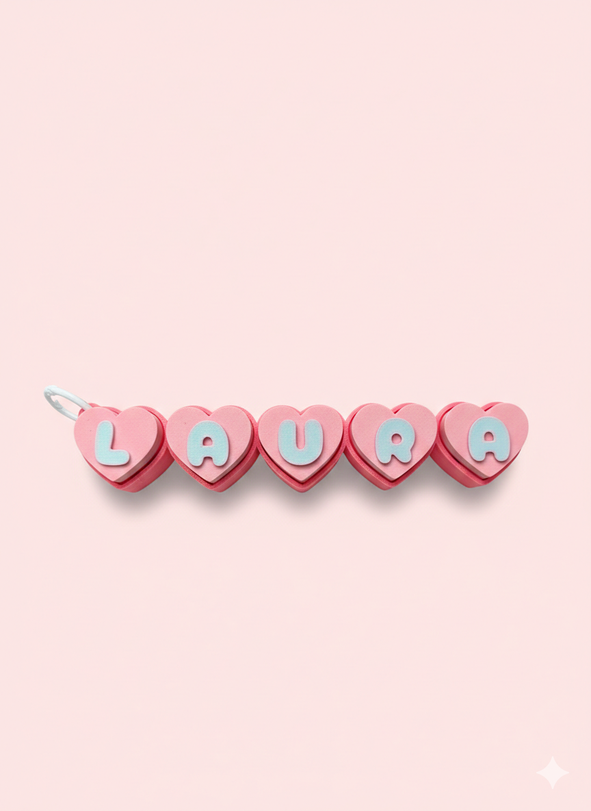 Heart Clicks Name Keychain – Large